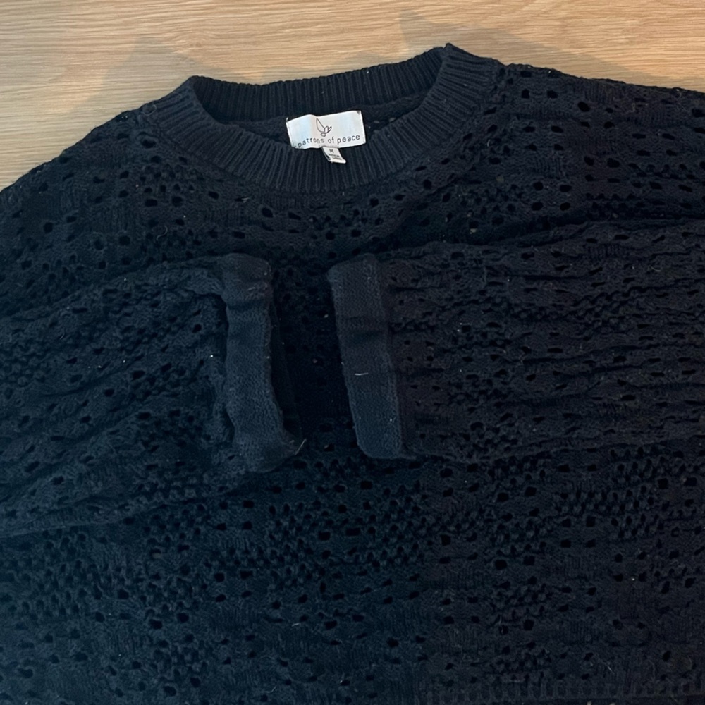 Patrons of Peace Black Crochet Women Shirt
